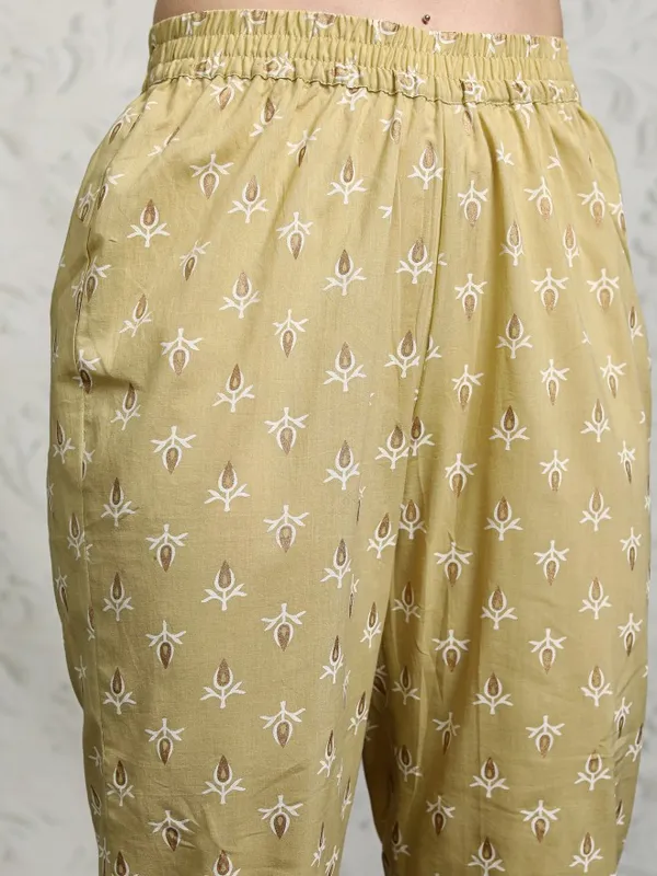 Vishudh Women Yellow Printed Kurta With Trousers And Dupatta