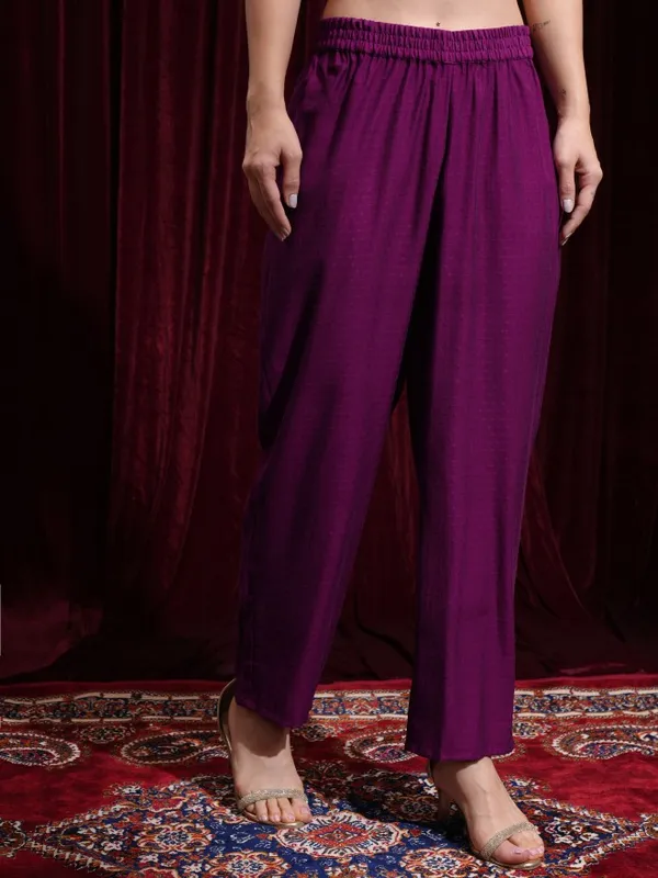 Vishudh Women Magenta Kurta With Palazzos And Dupatta