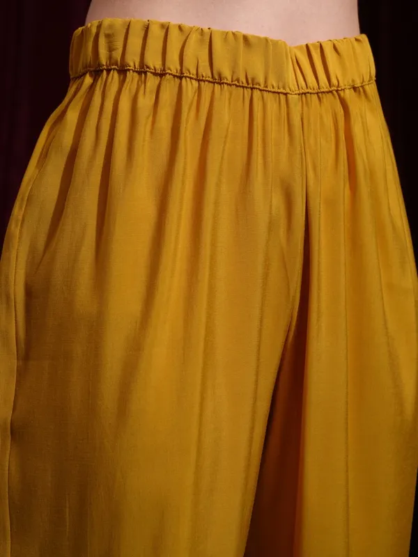 Vishudh Women Mustard Kurta With Palazzos And Dupatta