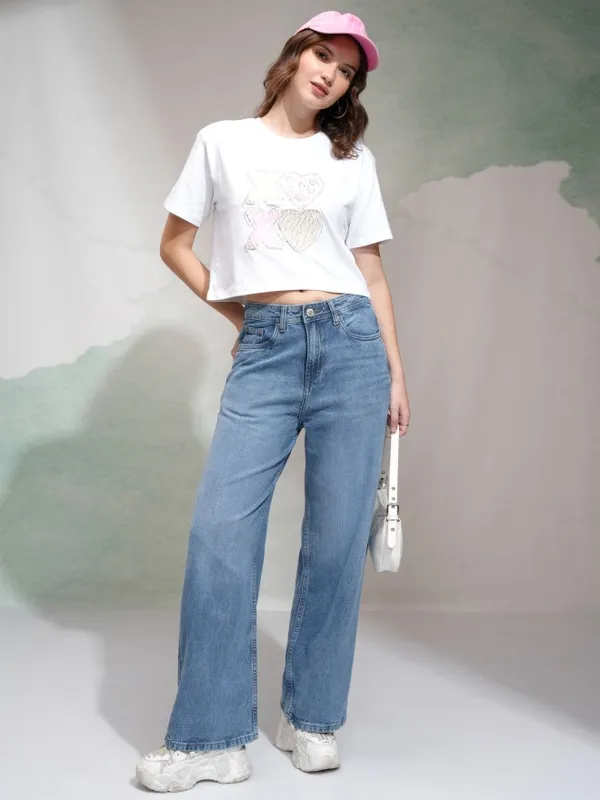 Tokyo Talkies Women Blue Flared Stretchable Jeans