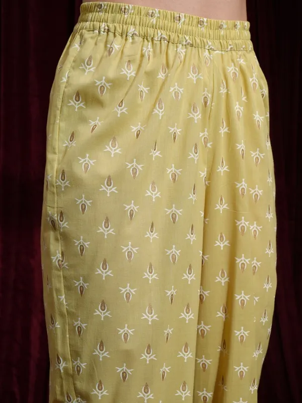 Vishudh Women Yellow Kurta With Trousers And Dupatta