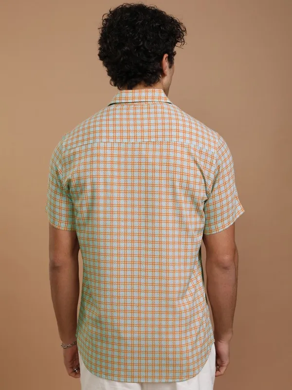 Highlander Men Blue Checked Slim Fit Casual Shirt