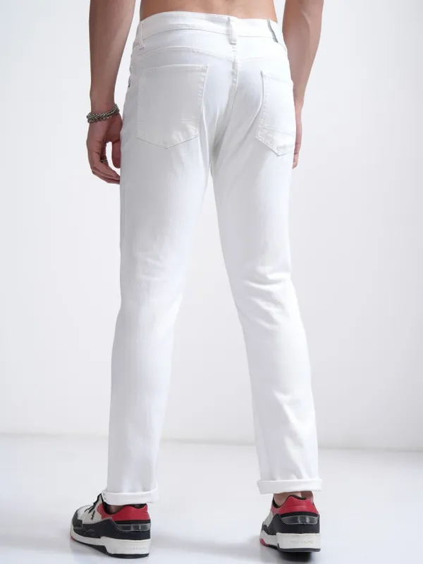 Highlander Men White Slim Fit Jeans