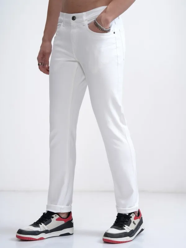 Highlander Men White Slim Fit Jeans