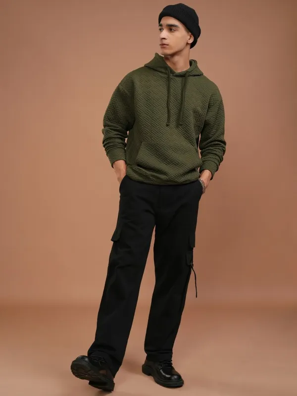 Highlander Men Olive Hood Sweatshirt