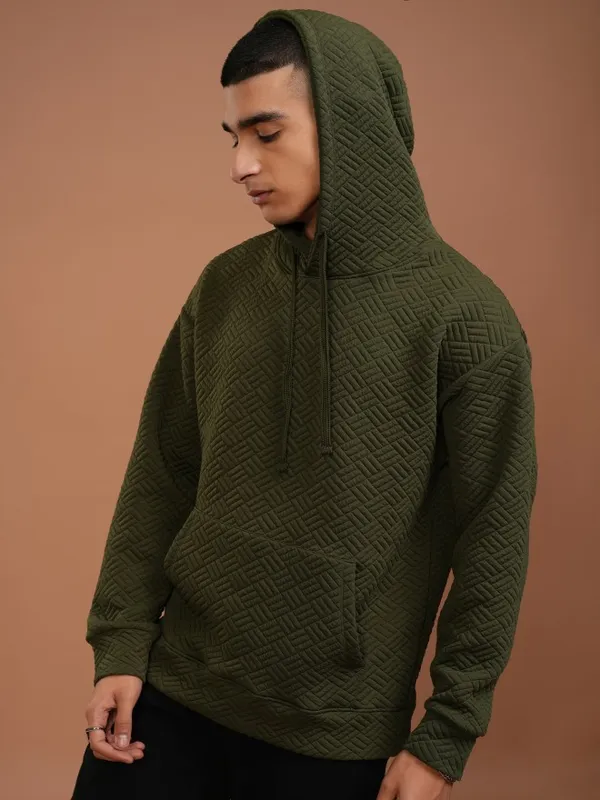 Highlander Men Olive Hood Sweatshirt