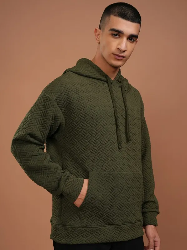 Highlander Men Olive Hood Sweatshirt