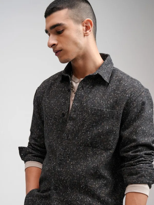 Highlander Men Black Checked Relaxed Fit Casual Shirt