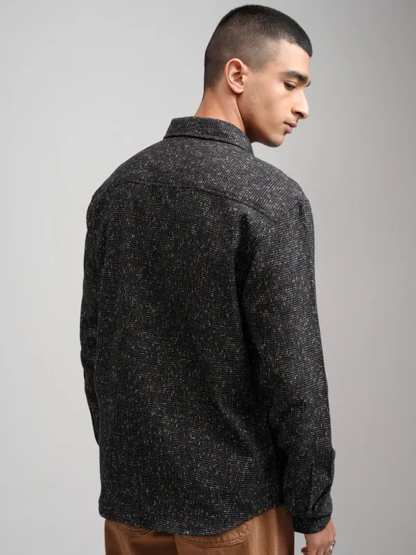 Highlander Men Black Checked Relaxed Fit Casual Shirt