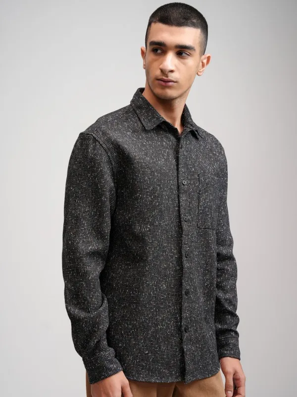 Highlander Men Black Checked Relaxed Fit Casual Shirt