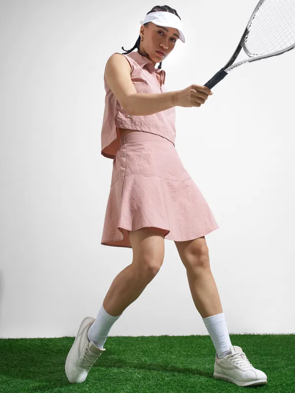 Street By Tokyo Talkies Women Pink Top With Skirt Co-Ords