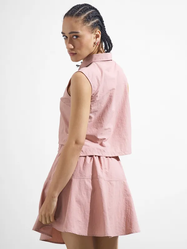 Street By Tokyo Talkies Women Pink Top With Skirt Co-Ords