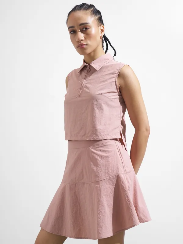 Street By Tokyo Talkies Women Pink Top With Skirt Co-Ords