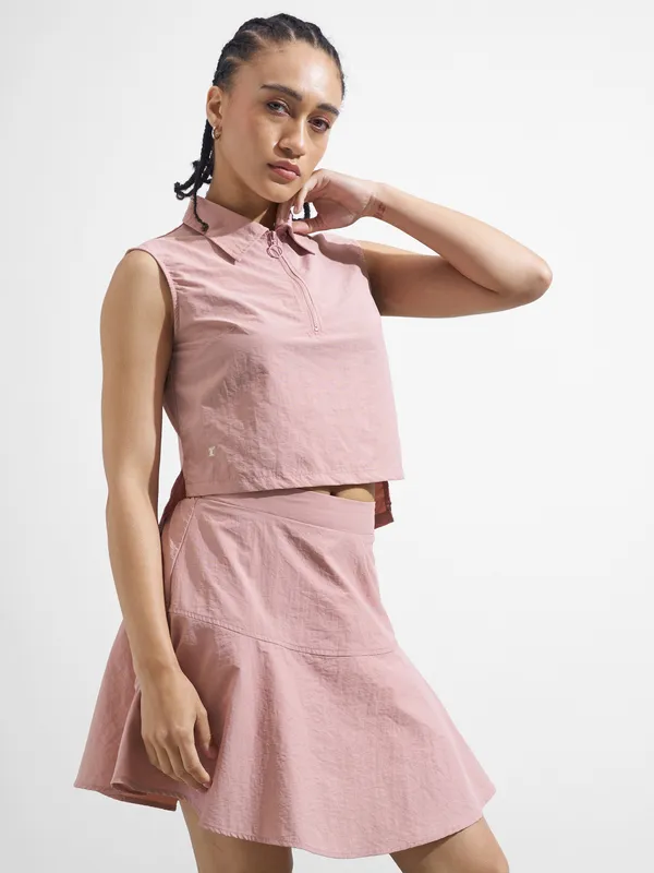 Street By Tokyo Talkies Women Pink Top With Skirt Co-Ords