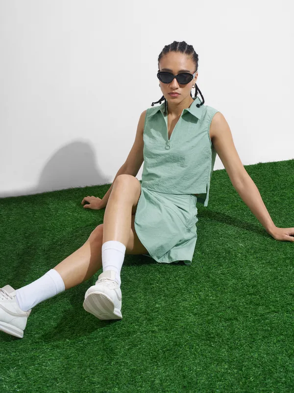 Street By Tokyo Talkies Women Green Top With Skirt Co-Ords