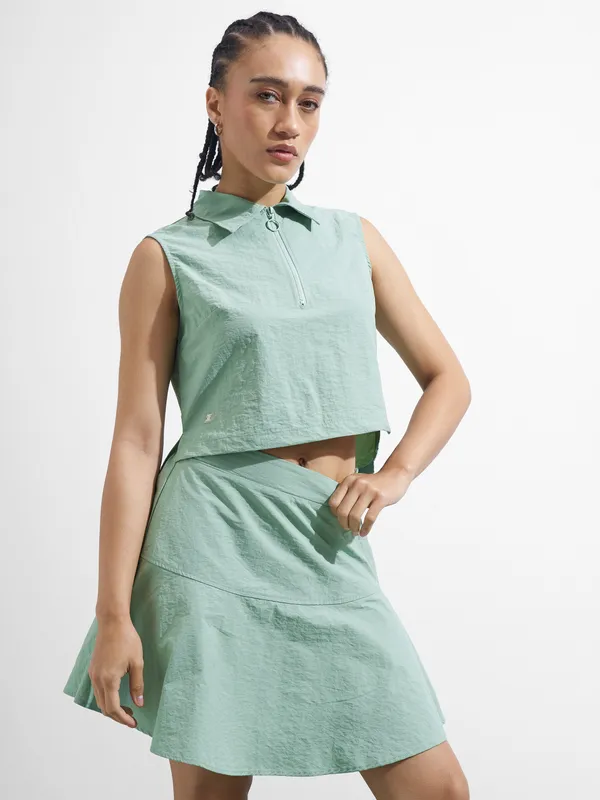 Street By Tokyo Talkies Women Green Top With Skirt Co-Ords