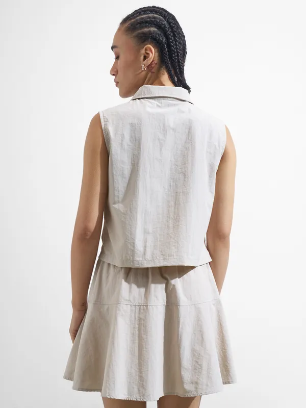 Street By Tokyo Talkies Women Beige Top With Skirt Co-Ords