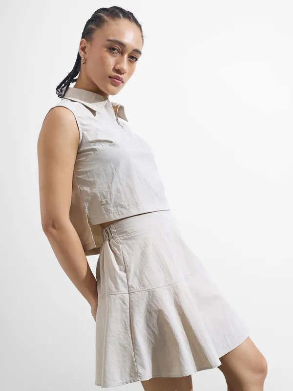 Street By Tokyo Talkies Women Beige Top With Skirt Co-Ords