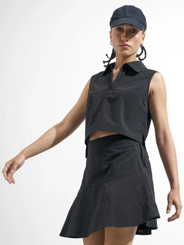 Street By Tokyo Talkies Women Black Top With Skirt Co-Ords