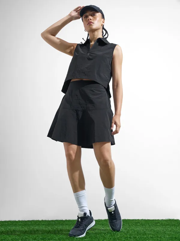 Street By Tokyo Talkies Women Black Top With Skirt Co-Ords
