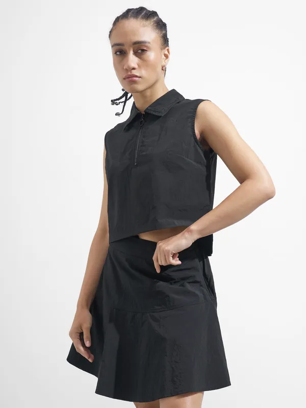 Street By Tokyo Talkies Women Black Top With Skirt Co-Ords