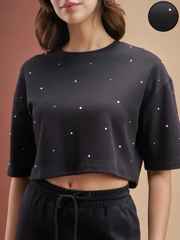 Street By Tokyo Talkies Women Black Top With Skirt Co-Ords