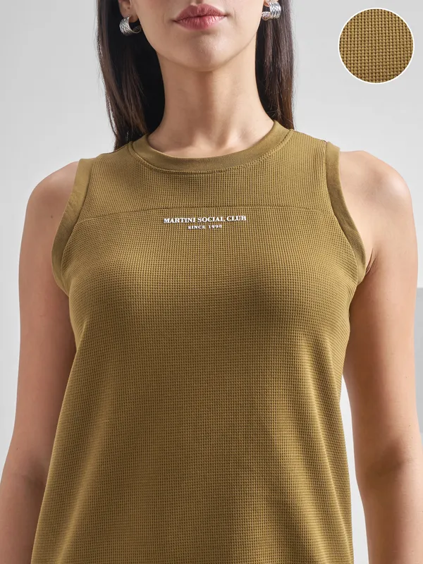 Street By Tokyo Talkies Women Brown Solid T-Shirt Dress