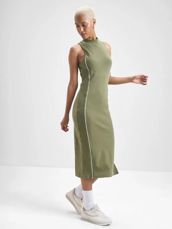 Street By Tokyo Talkies Women Olive Solid Bodycon Dress