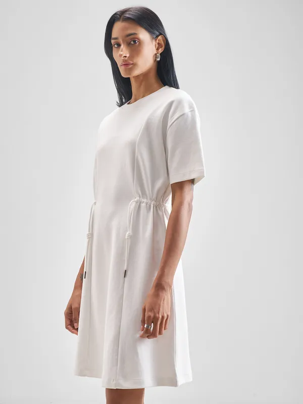 Street By Tokyo Talkies Women White Solid Fit And Flare Dress