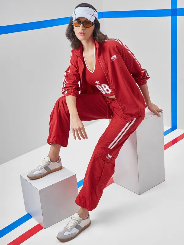 Street By Tokyo Talkies Women Red Open Front Jacket