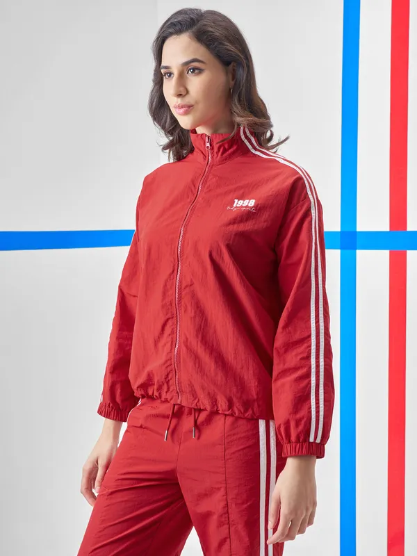 Street By Tokyo Talkies Women Red Open Front Jacket