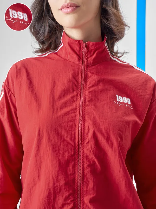 Street By Tokyo Talkies Women Red Open Front Jacket