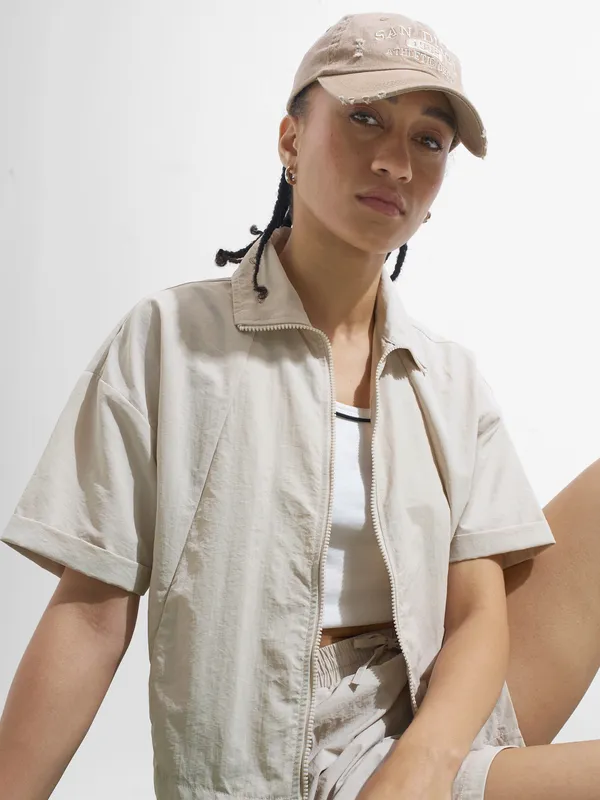 Street By Tokyo Talkies Women Beige Open Front Jacket