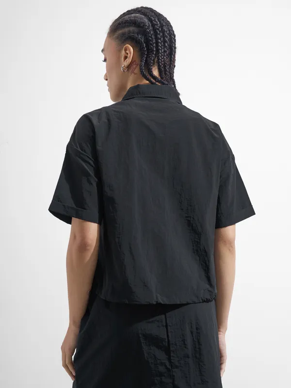 Street By Tokyo Talkies Women Black Open Front Jacket