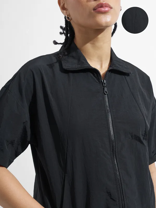 Street By Tokyo Talkies Women Black Open Front Jacket