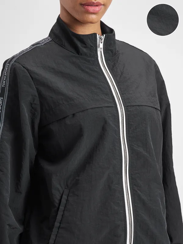 Street By Tokyo Talkies Women Black Open Front Jacket