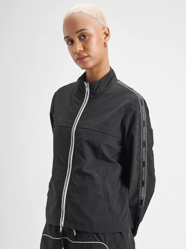 Street By Tokyo Talkies Women Black Open Front Jacket