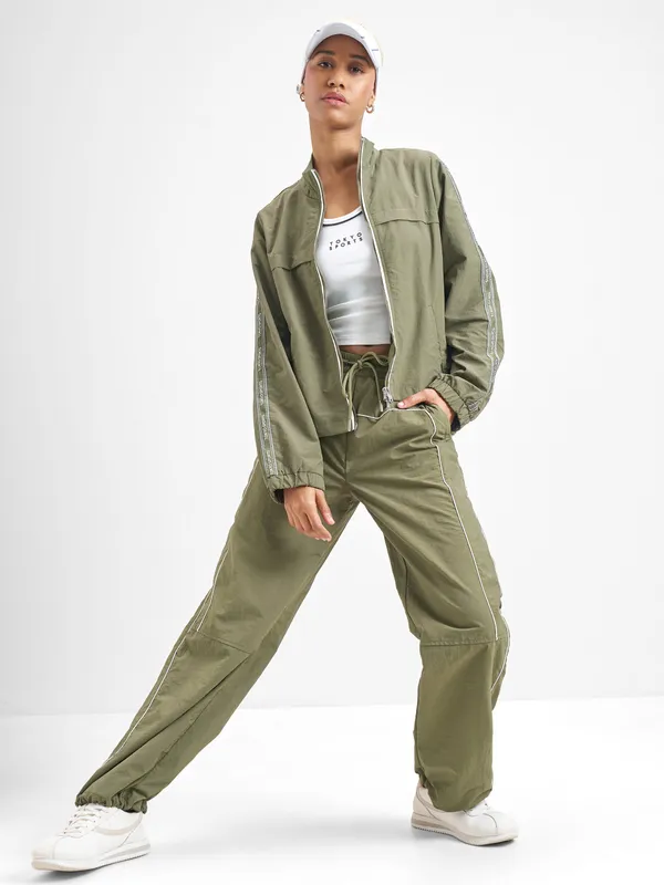 Street By Tokyo Talkies Women Green Open Front Jacket