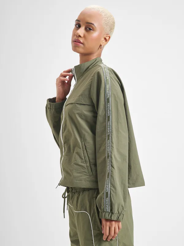 Street By Tokyo Talkies Women Green Open Front Jacket