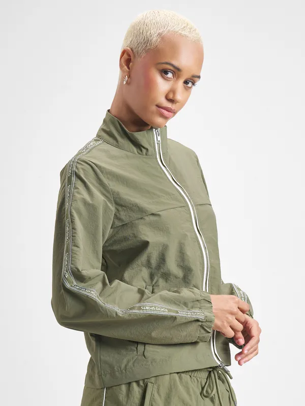 Street By Tokyo Talkies Women Green Open Front Jacket