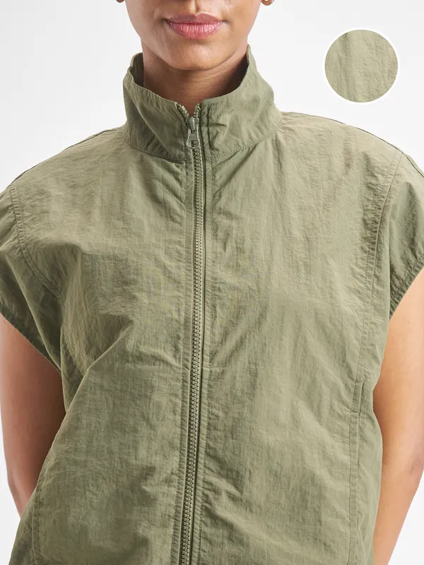 Street By Tokyo Talkies Women Green Open Front Jacket