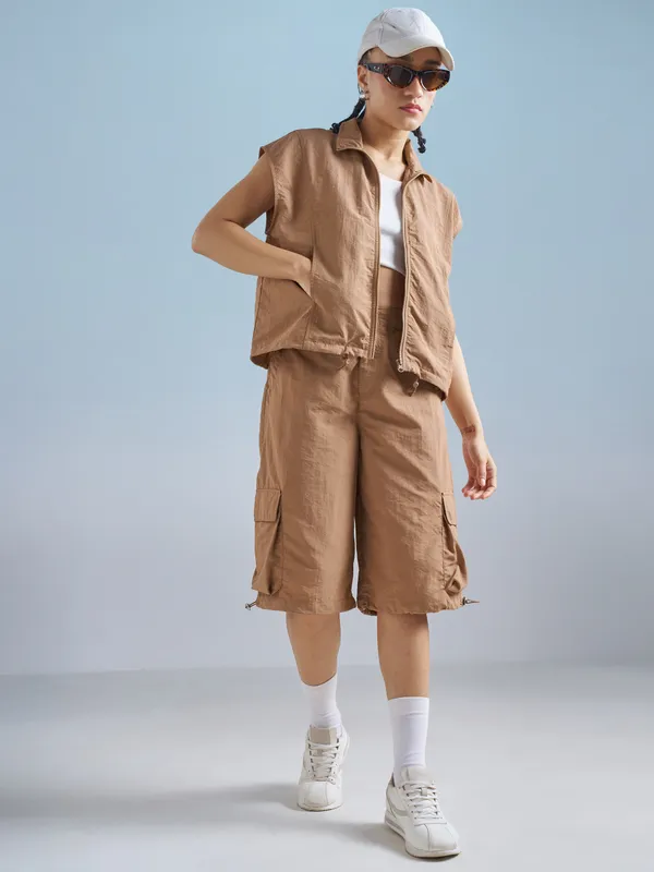 Street By Tokyo Talkies Women Brown Open Front Jacket