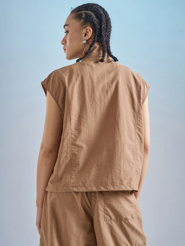 Street By Tokyo Talkies Women Brown Open Front Jacket