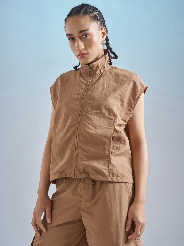 Street By Tokyo Talkies Women Brown Open Front Jacket