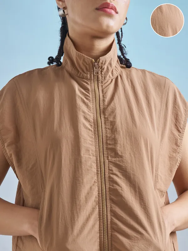 Street By Tokyo Talkies Women Brown Open Front Jacket