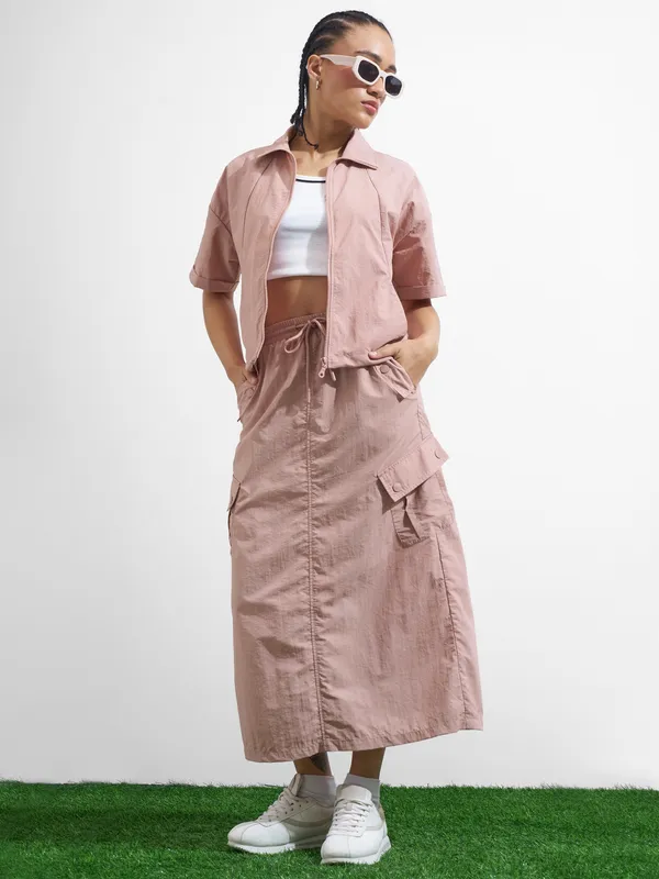 Street By Tokyo Talkies Women Pink Open Front Jacket