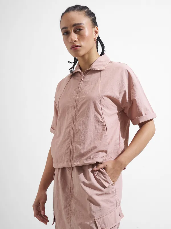 Street By Tokyo Talkies Women Pink Open Front Jacket