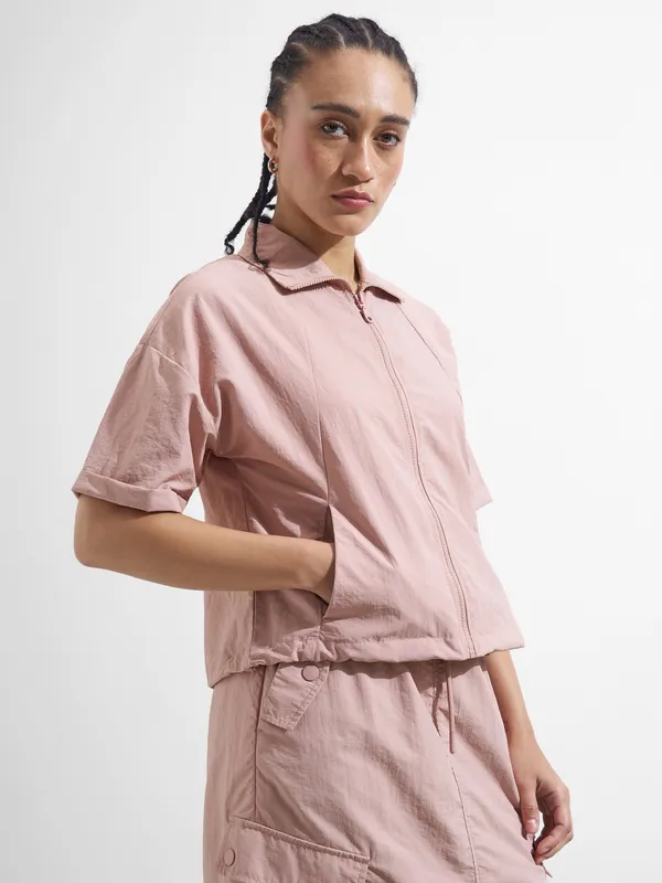 Street By Tokyo Talkies Women Pink Open Front Jacket