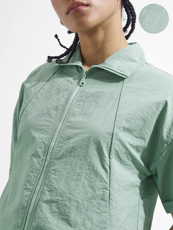 Street By Tokyo Talkies Women Green Open Front Jacket