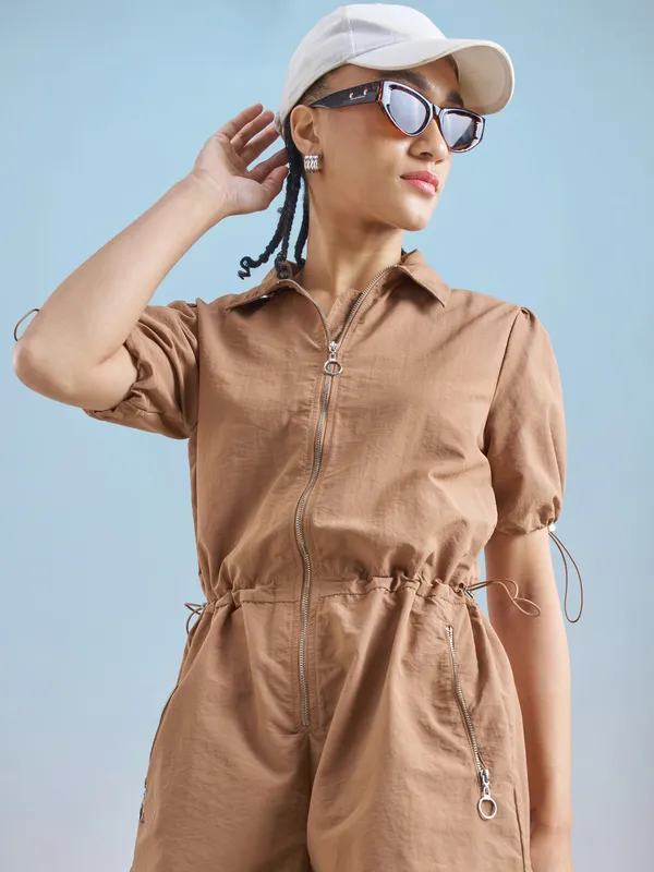Street By Tokyo Talkies Women Brown Solid Jumpsuit